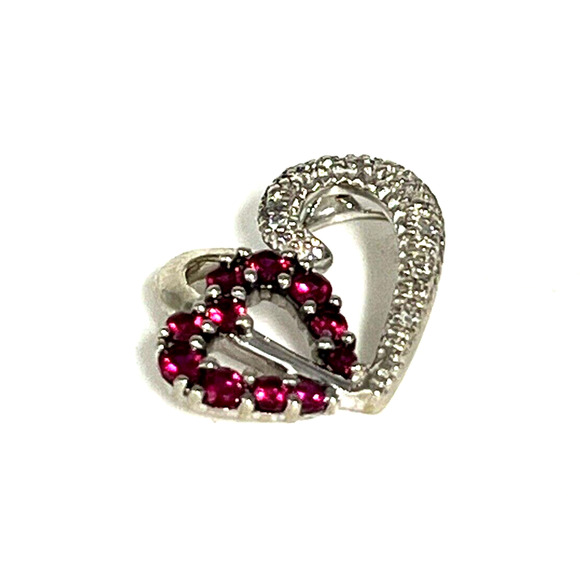10k White Gold Diamond Heart Design Pendant - Picture 1 of 10